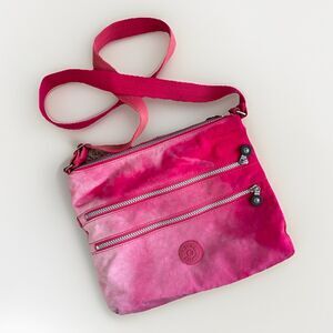 Kipling Alvar Medium Pink Ombre Women’s  Crossbody Bag Tie Dye Multiple Pockets